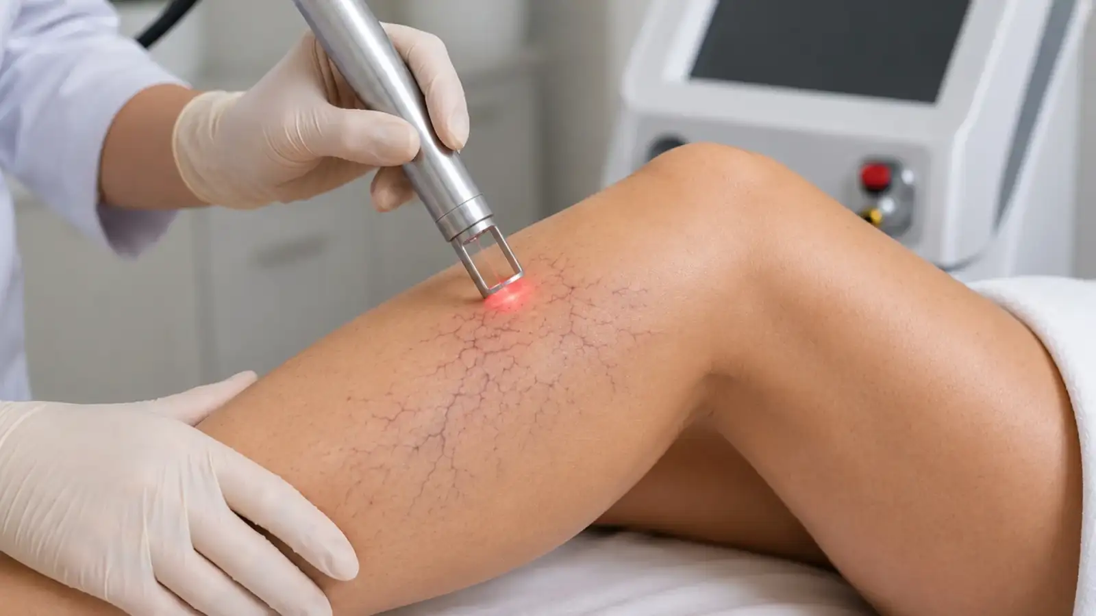 Laser vein therapy session in progress