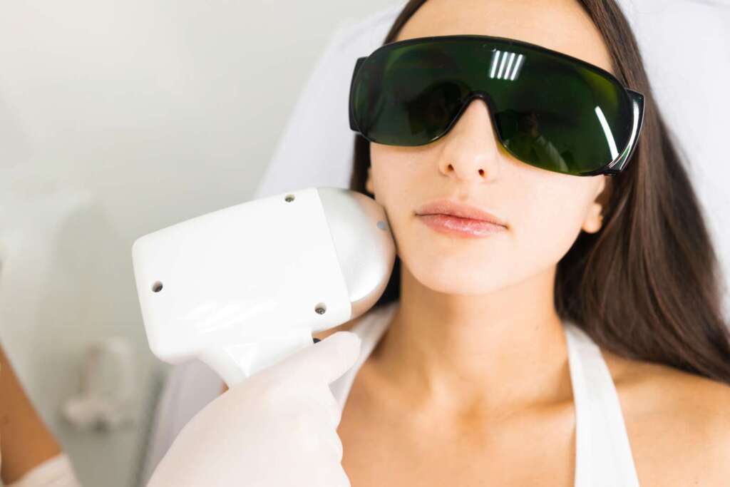 Laser hair removal treatment on the face at Ageless Beauty Laser & Spa